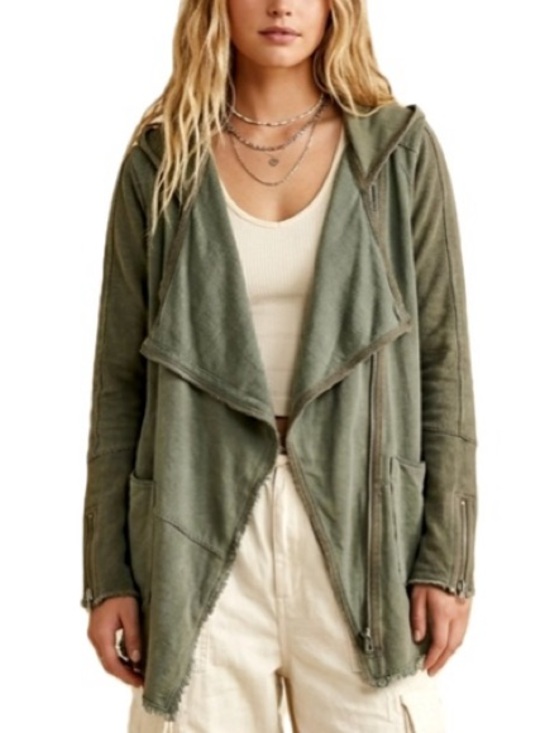 Free People Jackets & Blazers - Free People Hooded Snap Draped Cardigan Jacket Size M Linen French Terry Mix